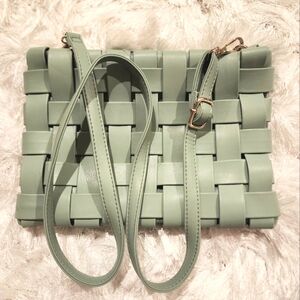 Anthropologie Lindy Woven Clutch in Color Sage